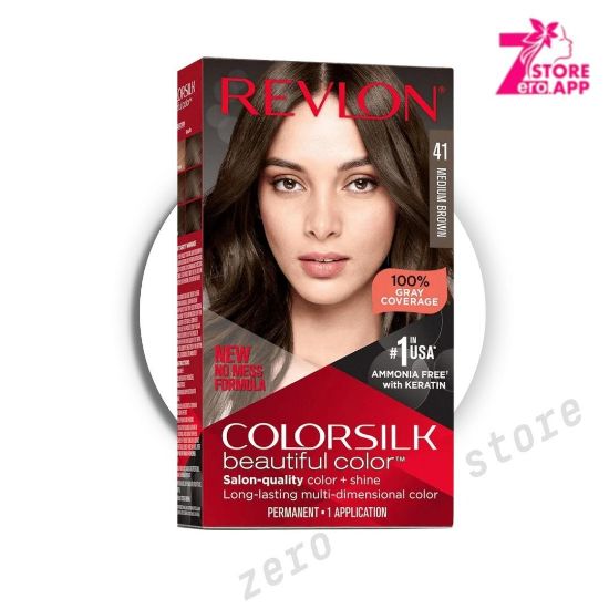 صورة صبغة شعر دائمة من ريفلون كولور سيلك، لون جميل، جل ثلاثي الأبعاد، رقم 41، بني متوسط