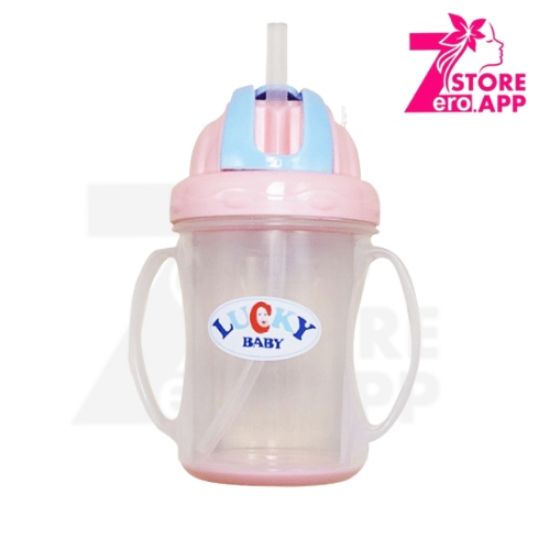 صورة كوب لاكي للشرب بيد وشاليموه 240 مل بينك