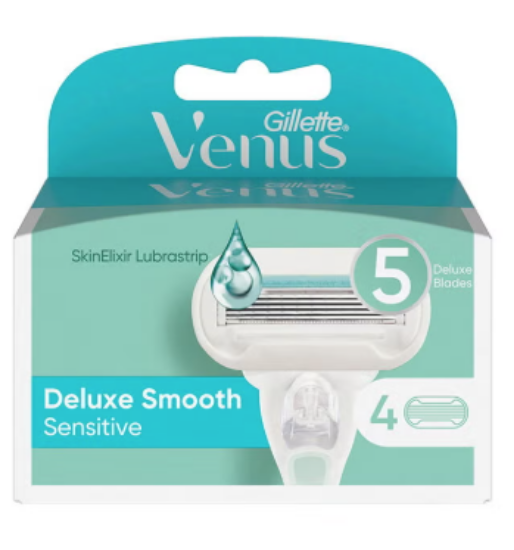 صورة شفرات جيليت إكسترا سموث سينسيتيف البديلة، 4 قطع، متعددة الألوان