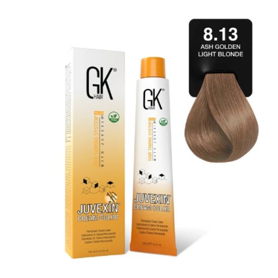 صورة صبغة شعر GK أشقر رمادي ذهبي فاتح 8.13