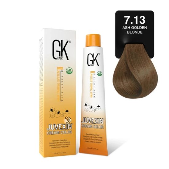 صورة صبغة شعر GK أشقر رمادي ذهبي 7.13