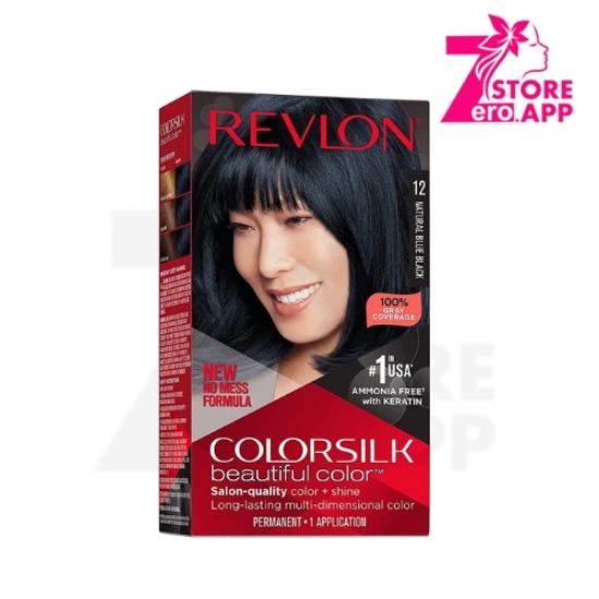 صورة صبغة شعر ريفلون كولور سيلك الطبيعية، 12 أزرق أسود، عبوة واحدة