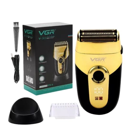 صورة  الحلاقة قابلة للشحن أداة تهذيب اللحية ماكينة حلاقة المهنية مقاوم للماء ماكينة حلاقة اللحية شاشة ديجيتال ماكينة حلاقة للرجال V-383