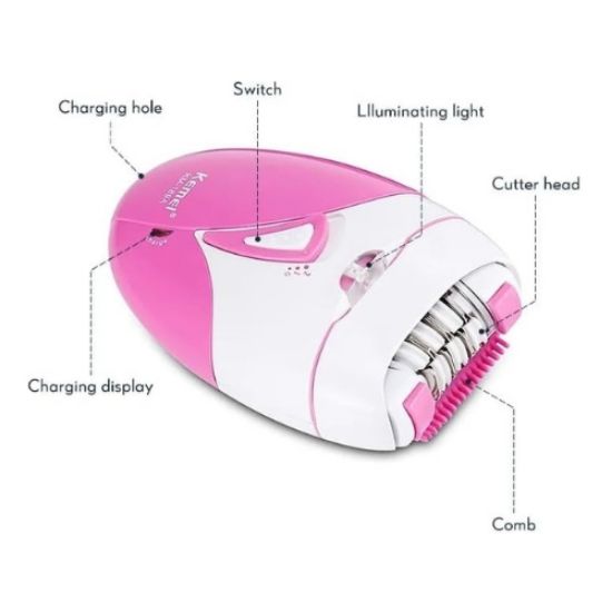 صورة ماكينة إزالة الشعر الكهربائية النسائية Kemei KM-189A القابلة لإعادة الشحن
